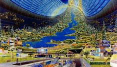 Interior de un toro de Stanford, pintado por Donald E. Davis.