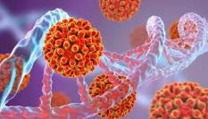 Ilustracion de la hepatitis B en una cadena de ADN