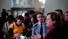 Montse Cortiñas comparece tras la reunión con el ministro de Agricultura y otras asociaciones agrarias