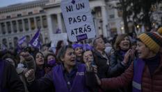 Muejeres participan en la manifestación del 8M organizada en Madrid en 2023.