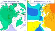 Mapa de previsión para España en Semana Santa
