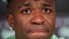 Vinicius, llorando en la rueda de prensa