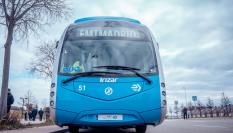 Vista frontal del Bus Rapid de Madrid.
