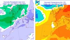 Mapa de previsión de España a comienzos de abril