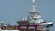 El barco Open Arms en el muelle de Larnaca (Chile) donde cargaba la ayuda humanitaria para Gaza.