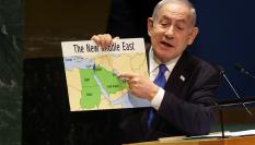 Imagen de archivo del primer ministro israelí, Benjamin Netanyahu, durante una intervención en la ONU.