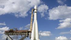 Reproducción a escala del cohete Vostok 1 utilizado por Yuri Gagarin en el primer vuelo espacial.