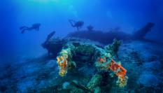 Imagen de archivo de una hélice de un avión de la Segunda Guerra Mundial en aguas de la isla de Naxos (Grecia).