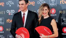 Pedro Sanchez y Begoña Gomez en la ceremonia de los Goya 2018.