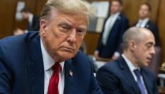 El presidente Trump en el primer día del juicio por el caso Stormy Daniels.