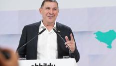 Arnaldo Otegi, en la rueda de prensa de valoración de resultados de EH Bildu