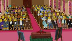Escena de un funeral en los Simpson