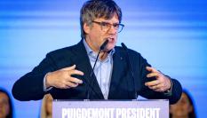 El expresident catalán Carles Puigdemont, candidato de Junts al 12M, en una imagen de archivo.
