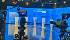 El plató, ya preparado, en el que se iba a celebrar el último debate de las elecciones en Cataluña.
