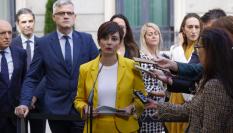 La ministra de Vivienda y Agenda Urbana, Isabel Rodríguez, durante una rueda de prensa este jueves en el Congreso.