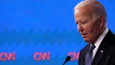 El presidente de Estados Unidos, Joe Biden, durante el debate con Donald Trump