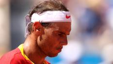 Rafa Nadal, cariacontecido durante su partido contra Djokovic