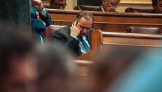 José Luis Ábalos, meditabundo en el Congreso