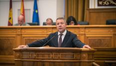 El presidente de la Junta de Comunidades de Castilla-La Mancha, Emiliano García-Page, durante el Debate sobre el Estado de la Región en las Cortes autonómicas.