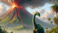 Recreación de la extinción de los dinosaurios.