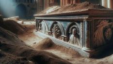 Ilustración generada por inteligencia artificial (IA) de un sarcófago.