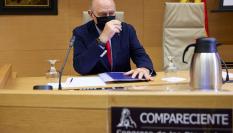 El exministro de Interior Jorge Fernández Díaz, durante la comisión de investigación del 'caso Kitchen' en el Congreso.