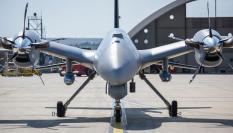 Imagen de archivo de un dron turco Bayraktar AKINCI UCAV, en Estambul (Turquía).