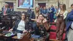 La diputada Marcela Pagano, sentada en su escaño, en una imagen difundida en redes sociales.