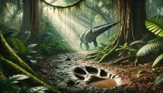 Recreación de una huella de dinosaurio