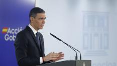 Pedro Sánchez, en una comparecencia en La Moncloa