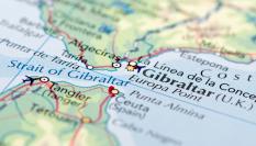Imagen de un mapa enfocado sobre Gibraltar.