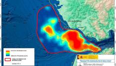 Mapa de las zonas con mayor riesgo de interacciones con las orcas en la costa entre Cádiz y Tarifa.
