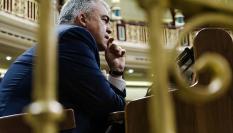 Santos Cerdán, pensativo en el Congreso