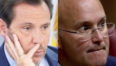 El ministro de Transportes y Movilidad, Óscar Puente, y el secretario general del PP, Miguel Tellado; en sendas imágenes de archivo, respectivamente.