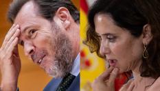 El ministro de Transporte y Movilidad, Óscar Puente, y la presidenta de la Comunidad de Madrid, Isabel Díaz Ayuso; en sendas imágenes de archivo, respectivamente.