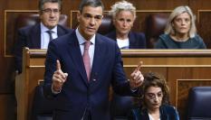 El presidente del Gobierno Pedro Sánchez interviene durante la sesión de control en el Congreso