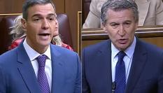 Cara a cara de Pedro Sánchez y Alberto Núñez Feijóo en el Congreso.