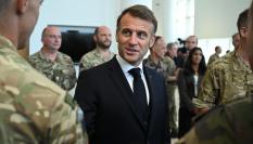 El presidente francés, Emmanuel Macron, durante una visita militar conjunta con el primer ministro británico, Keir Starmer, al centro MARCOM, centro de comando marítimo en Northwood, el 10 de julio de 2025 en Londres, Inglaterra.