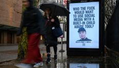 Foto de una campaña contra Grok, la red social X y Elon Musk en Londres (Reino Unido).