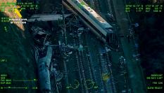 Vista aérea del accidente de trenes cerca de Adamuz (Córdoba) este lunes