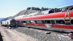 Vista del tren Iryo accidentado en Adamuz