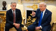 El primer ministro canadiense, Mark Carney, y su homólogo estadounidense, Donald Trump; en una visita en la Casa Blanca.