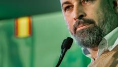 El líder de Vox, Santiago Abascal, durante un mitin.