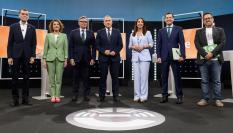 Los candidatos de los cinco partidos con representación parlamentaria -PP, PSOE, Vox, Por Andalucía y Adelante Andalucía-