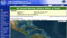 Captura de pantalla de la web del Centro Nacional de Alerta de Tsunamis de Estados Unidos.