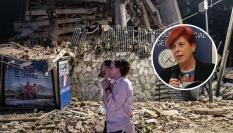 Nieves Sánchez (en el círculo), presidenta del Colegio de Geólogos. Varios vecinos pasan la noche en la calle junto a edificios colapsados en Caracas