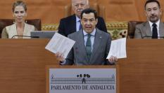 Juanma Moreno, durante el debate de investidura