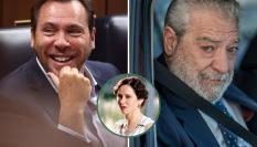 Combo de imágenes de archivo del ministro Óscar Puente y el jefe de gabinete de Ayuso, Miguel Ángel Rodríguez (MÁR); y la presidenta madrileña, en el círculo.