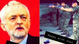 Un grupo de militares disparara a una foto de Jeremy Corbyn