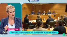 A Cristina Pardo le basta una breve frase para reaccionar a lo que dice Mazón en la Comisión de la DANA